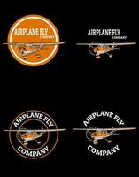 Set airplane logo on black background vector