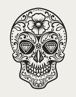 Illustration day of the  dead skull on white background vector