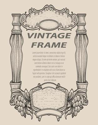 Vintage frames in baroque antique style. engraving retro frames ornament.