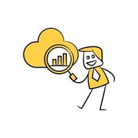 businessman searching cloud with bar chart cartoon illustration vector