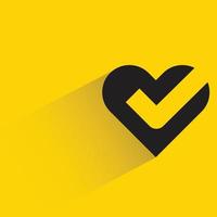 heart with check mark on yellow background vector illustration