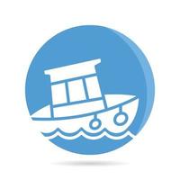 icono de barco en la ilustración del botón circular vector