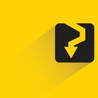 down arrow button with shadow on yellow background vector