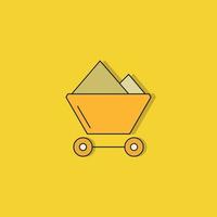 coal, mining cart icon on yellow background vector