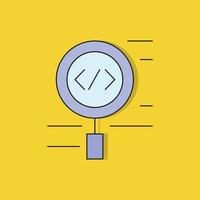 magnifier glass and code icon on yellow background vector