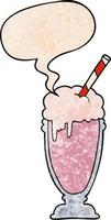 cartoon milkshake and speech bubble in retro texture style vector