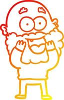 warm gradient line drawing cartoon crazy happy man with beard gasping vector