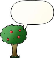 cartoon apple tree and speech bubble in smooth gradient style vector