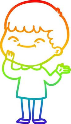 rainbow gradient line drawing cartoon happy boy