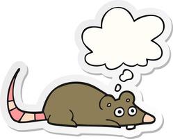 cartoon mouse and thought bubble as a printed sticker vector