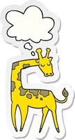 cartoon giraffe and thought bubble as a printed sticker vector