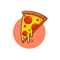 ilustración de icono de vector de dibujos animados de pizza derretida. concepto de icono de objeto de comida vector premium aislado. estilo de dibujos animados plana