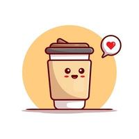Ilustración de icono de vector de dibujos animados de taza de café lindo. concepto de icono de comida y bebida vector premium aislado. estilo de dibujos animados plana