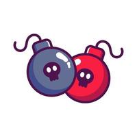 bomba con fusible y calavera para el diseño del juego. obstáculo o ganancia para pasar el nivel. plantilla para aplicaciones móviles, cliente y navegador. objeto colorido vectorial volumétrico para la estilización. vector