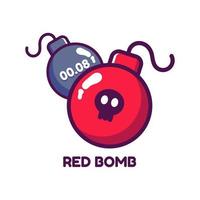 Bomb with fuse and skull for game design. Obstacle or gain to pass the level. Template for mobile, client and browser applications. Volumetric vector colorful object for stylization.