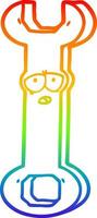 rainbow gradient line drawing cartoon spanner vector