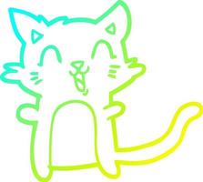 cold gradient line drawing cartoon happy cat vector