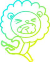cold gradient line drawing cartoon running lion vector