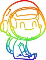 rainbow gradient line drawing happy cartoon astronaut vector