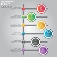 Plantilla de diseño de infografías de línea de tiempo con 6 opciones, diagrama de proceso vector