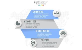 SWOT-analysis template or strategic planning technique. Infographic design with four elements template. vector