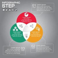 Flat business presentation vector slide template with venn diagram