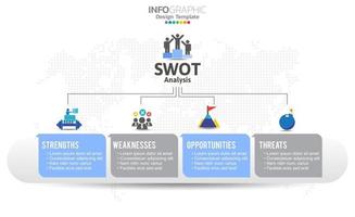 SWOT-analysis template or strategic planning technique. Infographic design with four elements template. vector