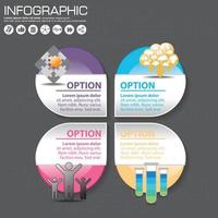 plantilla de diseño infográfico y concepto de negocio con 4 opciones, partes, pasos o procesos. se puede utilizar para diseño de flujo de trabajo, diagrama, opciones numéricas, diseño web. vector