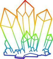 rainbow gradient line drawing cartoon crystals vector