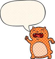 cartoon cat and speech bubble in comic book style vector