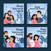 Happy Interracial Family Social Media Post vector