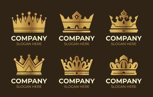 conjunto de logotipo elegante corona rey vector