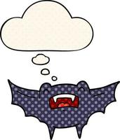 cartoon vampire bat and thought bubble in comic book style vector