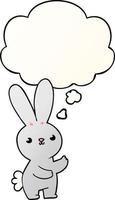 cute cartoon rabbit and thought bubble in smooth gradient style vector