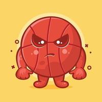 cute basketball ball character mascot with angry expression isolated cartoon in flat style design vector