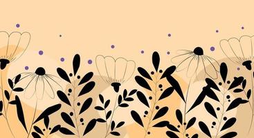 Banner yellow witn line botanic vector