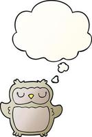 cartoon owl and thought bubble in smooth gradient style vector