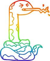 dibujo de línea de gradiente de arco iris serpiente sibilante de dibujos animados vector