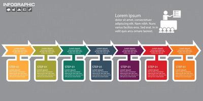 plantilla de diseño de infografías de línea de tiempo con 7 opciones, diagrama de proceso, ilustración vectorial eps10 vector