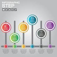 Timeline infographics design template with 6 options, process diagram vector