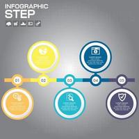 Plantilla de diseño de infografías de línea de tiempo con 5 opciones, diagrama de proceso, ilustración vectorial eps10 vector