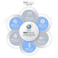 Business circle infographic elements with 6 options or steps. vector