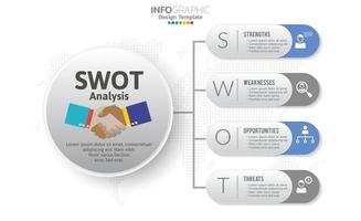 SWOT-analysis template or strategic planning technique. Infographic design with four elements template. vector