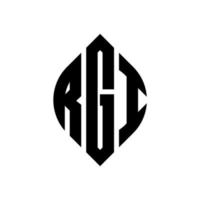 RGI circle letter logo design with circle and ellipse shape. RGI ellipse letters with typographic style. The three initials form a circle logo. RGI Circle Emblem Abstract Monogram Letter Mark Vector. vector
