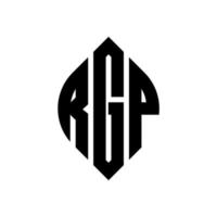 diseño de logotipo de letra de círculo rgp con forma de círculo y elipse. letras elipses rgp con estilo tipográfico. las tres iniciales forman un logo circular. rgp círculo emblema resumen monograma letra marca vector. vector