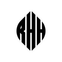 diseño de logotipo de letra de círculo rhh con forma de círculo y elipse. letras elipses rhh con estilo tipográfico. las tres iniciales forman un logo circular. rhh círculo emblema resumen monograma letra marca vector. vector