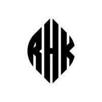 RHK circle letter logo design with circle and ellipse shape. RHK ellipse letters with typographic style. The three initials form a circle logo. RHK Circle Emblem Abstract Monogram Letter Mark Vector. vector