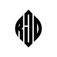 diseño de logotipo de letra de círculo rjd con forma de círculo y elipse. rjd letras elipses con estilo tipográfico. las tres iniciales forman un logo circular. rjd círculo emblema resumen monograma letra marca vector. vector