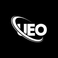 logotipo de ueo. letra ueo. diseño del logotipo de la letra ueo. logotipo de iniciales ueo vinculado con círculo y logotipo de monograma en mayúsculas. tipografía ueo para tecnología, negocios y marca inmobiliaria. vector