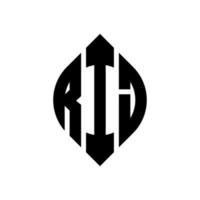 diseño de logotipo de letra de círculo rij con forma de círculo y elipse. letras de elipse rij con estilo tipográfico. las tres iniciales forman un logo circular. vector de marca de letra de monograma abstracto del emblema del círculo rij.